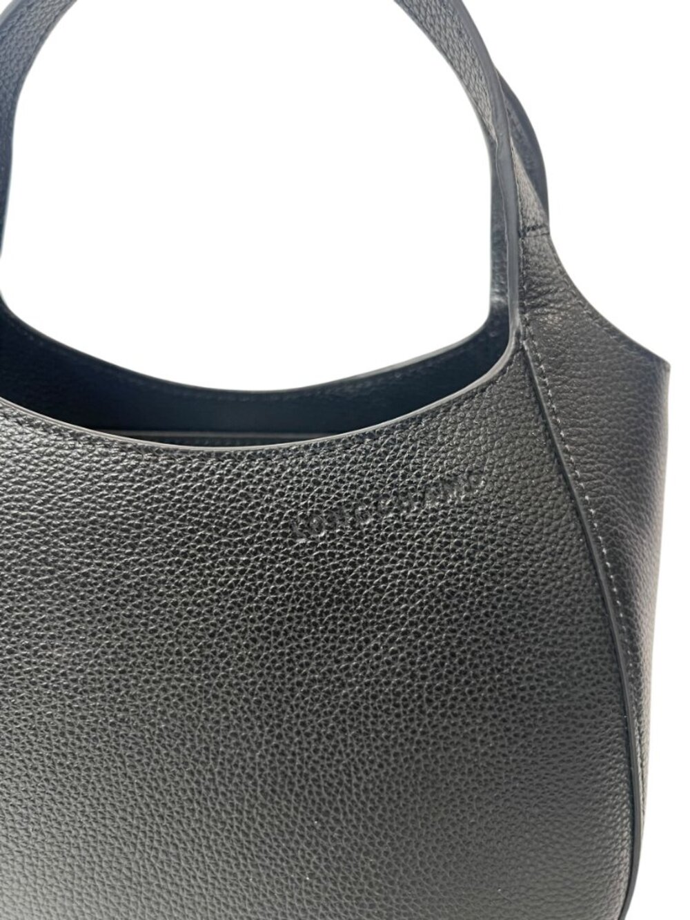 $780 Longchamp Black Leather S Le Foulonnes Double Top Handle Handbag - Picture 3 of 13